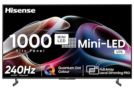 Hisense 164 cm (65 inches) 4K Ultra HD Smart Mini LED TV 65U7K (Black)