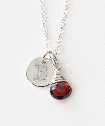 Personalized January Birthstone Initial Necklace in Sterling Silver - Gifts for Teen Girls