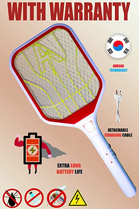 Viola Wide Range Mosquito Killer Racket Bat with Powerful Battery and Warranty