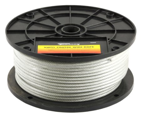 Forney 70452 Wire Rope, Vinyl Coated Aircraft Cable, 250-Feet-by-1/8-Inch thru 3/16-Inch