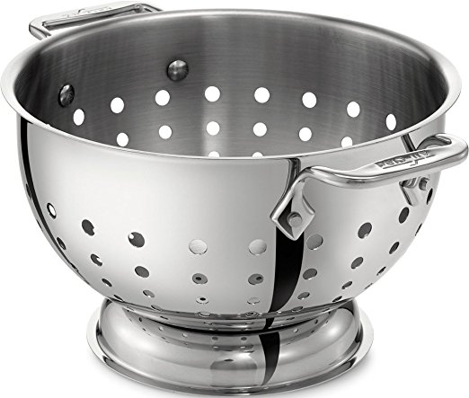 All-Clad 5605C Stainless Steel Dishwasher Safe Colander Kitchen Accessorie. 5-Quart, Silver