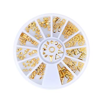 Triangle Square Designs Gold Metal Hollow Nail Art Studs Nail Art Decorations