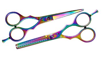 Suvorna 55 Professional Barber Razor Edge Titanium Coated Hair Cutting and Texturizing Shears  Scissors Set p50
