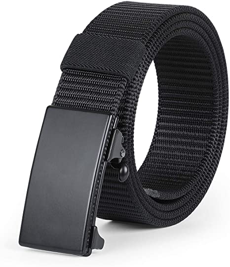 JASGOOD Nylon Belts with Automatic Buckle,Ratchet Belt-No Holes Web Belt for Men Jeans