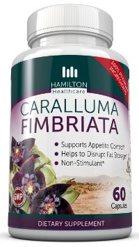 Caralluma Fimbriata Extract Pure - All Natural Super Strength Appetite Suppressant -  60 capsules Non Stimulant Premium Formula with Synergistic Ingredients to Disrupt Fat Storage By Hamilton Healthcare.