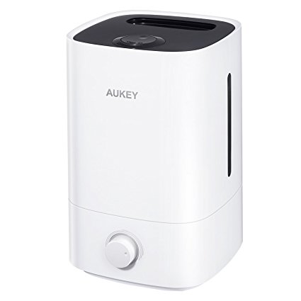 AUKEY Cool Mist Humidifier 3.5L / 0.95 Gallon Large Capacity with 360 Degree Rotatable Mist Outlet Air Humidifier Adjustable Dial Knob Automatic Shut off for Home, Office, Babyroom, Bedroom