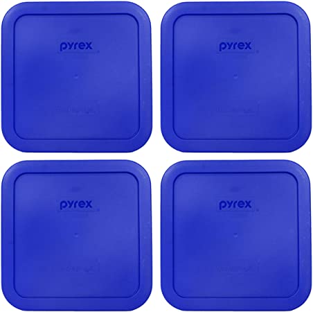 Pyrex 8704-PC Cadet Blue Plastic Square Replacement Storage Lids - 4 Pack