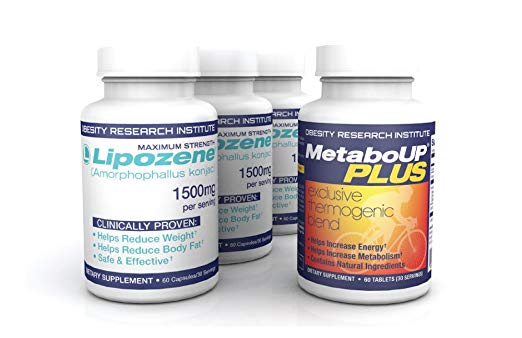 Lipozene Weight Loss Pills Starter Kit 180 capsules with FREE 60 count MetaboUp Plus