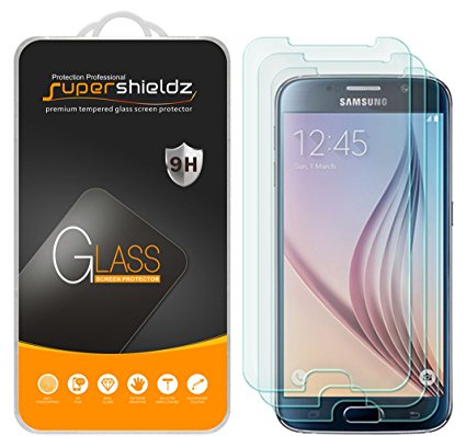 [3-Pack] Samsung Galaxy S6 Tempered Glass Screen Protector, Supershieldz Anti-Scratch, Anti-Fingerprint, Bubble Free, Lifetime Replacement Warranty