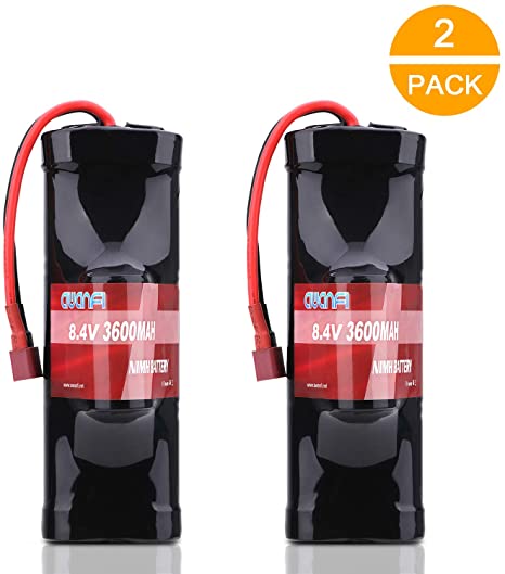 AWANFI 8.4V NiMH Battery 7-Cell 3600mAh NiMH Hump Pack NiMH RC Battery with Deans Plug for Most 1/10 Scale RC Car RC Truck RC Boat Traxxas LOSI Associated HPI Kyosho Tamiya Hobby(2 Pack)