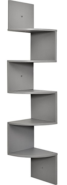 Greenco 5 Tier Wall Mount Corner Shelves Gray Finish