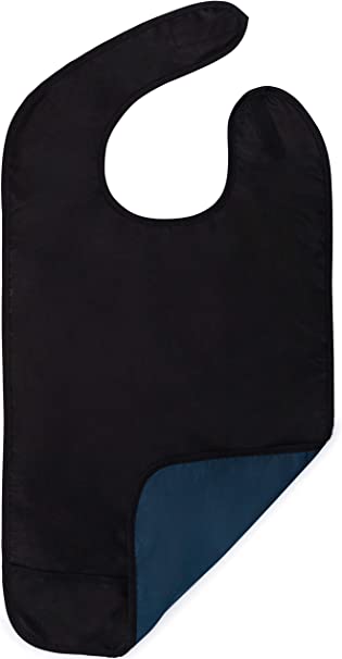 Adult Bib for Eating, Waterproof Clothing Protector with Crumb Catcher. Machine Washable
