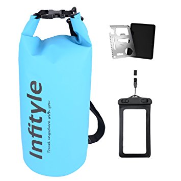 Waterproof Dry Bags - Floating Compression Stuff Sacks Gear Backpacks for Kayaking Camping - Bundled with Phone Case and Pocket Tool