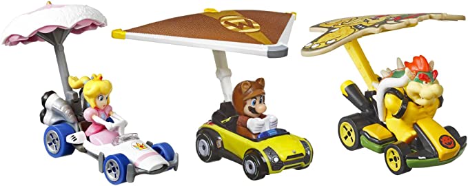 Hot Wheels Super Mario Character Car 3-Packs with 3 Cars in 1 Set, Gift for Kids & Collectors Ages 3 Years Old & Up