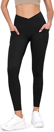 ODODOS ODCLOUD Cross Waist Leggings with Pockets for Women, 25" / 28" Buttery Soft Crossover Lounge Yoga Pants