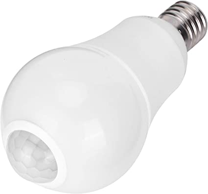 IR Motion Sensor Lamp, E17 Infrared Induction Human Sensor Bulb 5W LED Lamp Human Body Induction Lamp for Laundry Garage Hallway Porch 100‑265V (White)