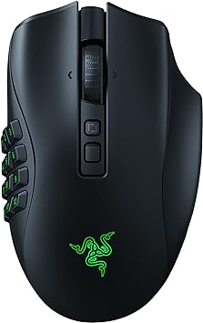 Razer Naga V2 Pro - MMO Wireless Gaming Mouse with HyperScroll Pro Wheel (3 Swappable Side Plates, HyperSpeed Wireless, Focus Pro 30K Optical Sensor, Optical Mouse Switches Gen-3, Bluetooth) Black