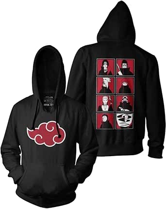 Ripple Junction Naruto Shippuden Adult Pullover Hoodie Akatsuki Frames and Cloud Anime Sweatshirt for Men and Women