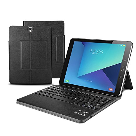 OMOTON Samsung Galaxy Tab S3 9.7 Keyboard Case Cover, Ultra-thin Detachable Bluetooth Keyboard Stand Portfolio Case with PU Leather for Samsung Galaxy Tab S3 9.7, Black