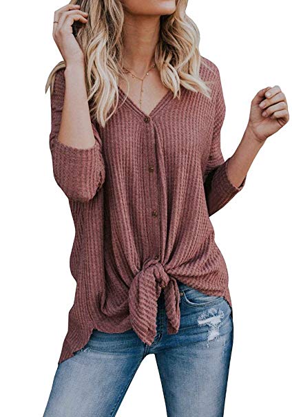 Ivay Women's Lightweight Cardigan Sweater Fall V Neck Knitted Top