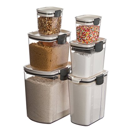 Prepworks by Progressive 6-Piece ProKeeper Set, Includes 1 of Each - Flour, Granulated Sugar, Brown Sugar, Powdered Sugar Keepers and 2 Mini Keepers, Food Storage Containers