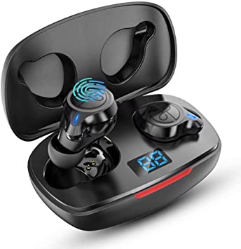 Bluetooth Headphones, 5.0 Auto Pairing True Wireless Earbuds Deep Bass HiFi Stereo Sound Mini in Ear Bluetooth Earphones Binaural Call Headset with Built in Mic and Charging Case for Sports Running