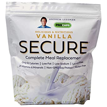 Andrew Lessman Secure Soy Complete Meal Replacement – Vanilla 100 Servings (Bag) – Only 63 Calories, 7 Grams Non-GMO Soy Protein, Vitamins & Minerals, Low-Fat, Nutritious & Delicious, Mixes Instantly