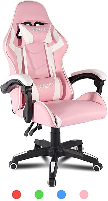 Gaming Chair Office Chair (Pink and White)
