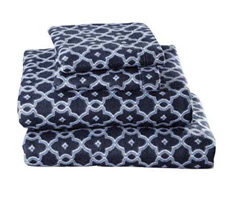 Home Fashion Designs Dara Collection Super Soft Extra Plush Polar Fleece Sheet Set. Cozy, Warm, Durable, Smooth, Breathable Winter Sheets with Printed Pattern Brand (Twin, Arbour Navy)