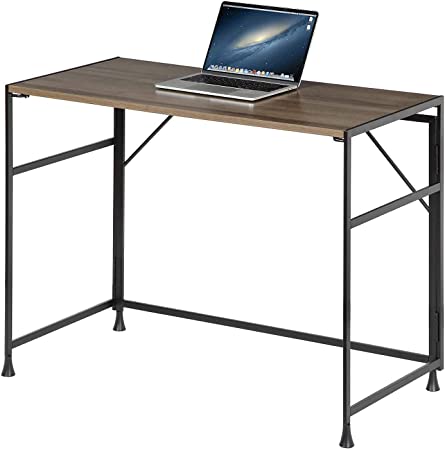 Linklife Folding Desk 40" Writing Computer Desk Space Saving Foldable Table Simple Home Office Desk, No Assembly Required, Gray Finish