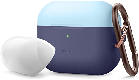 elago Duo Case with Keychain Designed for Apple AirPods Pro Case, 2 Caps   1 Body [ Pastel Blue, Nightglow Blue   Jean Indigo ]