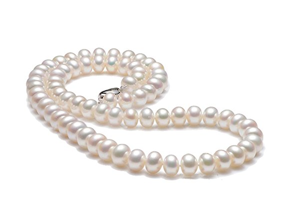 JYX Natural White Freshwater Cultured Pearl Necklace 18-Inches