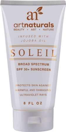 Art Naturals SPF 30 Broad Spectrum Sunscreen 6 oz - Made in the USA with the best Natural & Organic Ingredients - For all Skin Types - Gentle enough for Children, Kids & Babies - Infused w/ Jojoba Oil