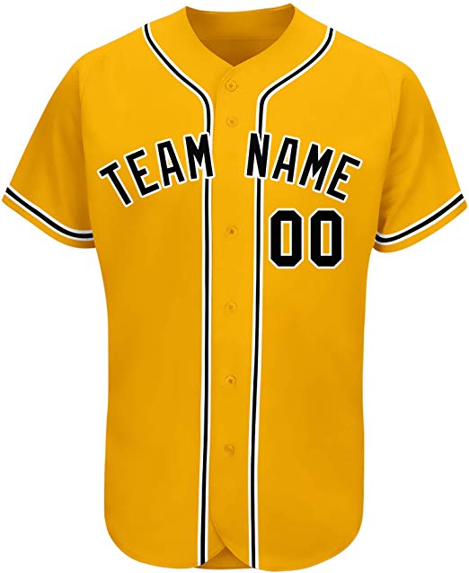 Yellow Custom Men Baseball Jerseys - Women Plain Button Down Sport T Shirt - Kids Softball Jersey V-Neck Big Size