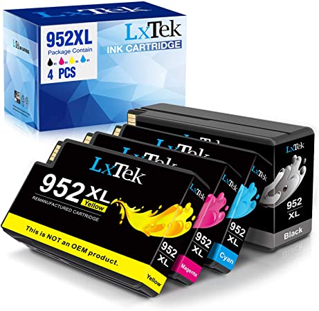 LxTek Remanufactured Ink Cartridge Replacement for HP 952 952XL Ink cartridges to Work with Officejet 8710 8720 7740 8210 8715 7720 8740 8730 8216 8702 Printers (Black, Cyan, Magenta, Yellow, 4 Pack)