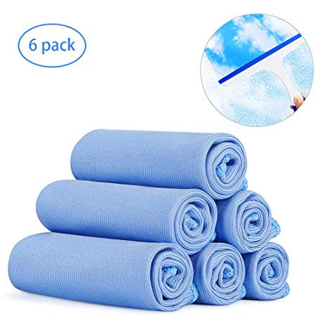 Microfiber Glass Cleaning Cloths, Merssyria Microfiber Cloths for Glass with Glass Squeegee, Non Lint and Streak for Windows, Glasses, Mirrors
