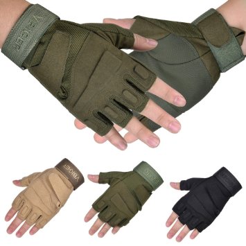 Vbiger Military Half-finger Fingerless Tactical Airsoft Hunting Riding Cycling Gloves