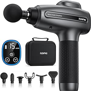 RENPHO Massage Gun Deep Tissue, Father Day Gifts Percussion Massage Gun for Athletes, Handheld Muscle Massager Gun for Pain Relief with 6 Massage Head, 15 Speed, Gift for Men C4