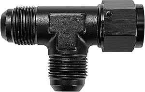 EVIL ENERGY 10AN Flare Male Tee Fitting Adapter with AN10 Female Swivel on Run Black