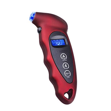 DierCosy 1PC Digital tire Pressure Gauge, 150 psi, for car Bikes, with Backlit LCD Display and Non-Slip Handle (red) Household