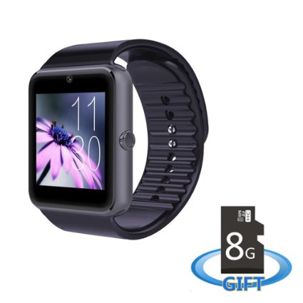 MSRM MS08-Black Sweatproof Smart Watch Phone for iPhone 5s/6/6s and 4.2 Android or Above SmartPhones