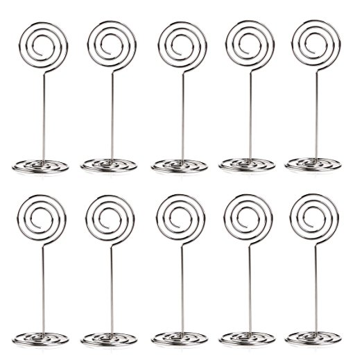 FENICAL Circle Shape Place Card Holder Photo Holders for Wedding Party Favor Clips (Silver) Pack of 10pcs