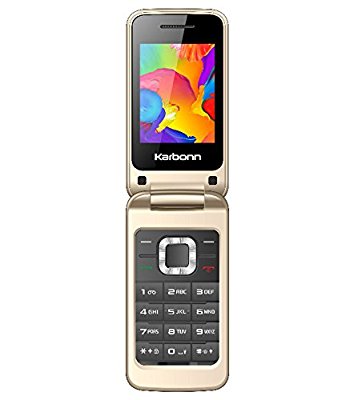 Karbonn K-Flip (Gold) - Stylish Dual SIM Feature Mobile Phone With Multi Language, Wireless FM Radio, Expandable Memory At Lowest Price - Under 2000