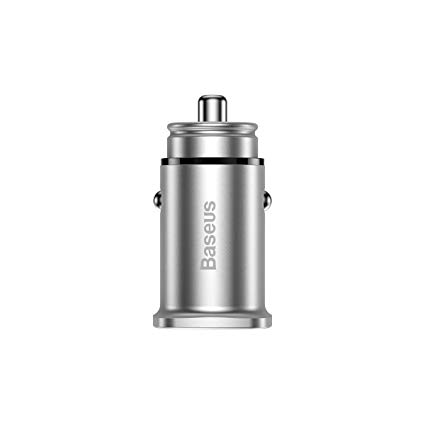 Baseus 30W Dual USB PD Car Charger, USB-C Port with PD3.0 PPS and USB-A with QC4.0, Silver