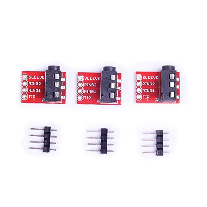 Cylewet 3Pcs TRRS 3.5mm Stereo Audio Jack Breakout Board Headphone Video MP3 Jack for Arduino (Pack of 3) CYT1031