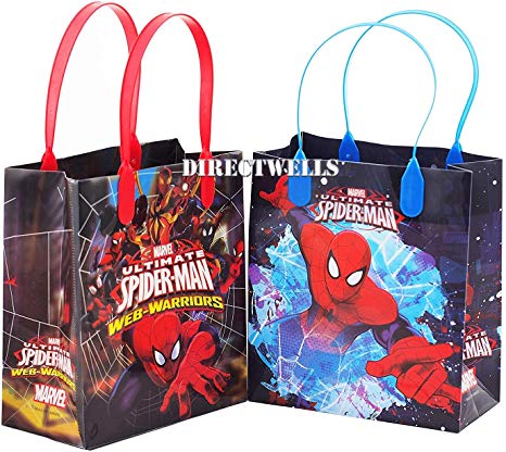 Spiderman 12 Premium Quality Party Favor Reusable Goodie Small Gift Bags