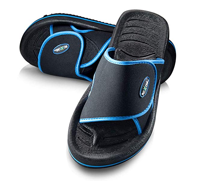 Roxoni Men's Comfortable Non Slip Flip Flop Shower Shoe Adjustable Beach Slide Sandal Slipper