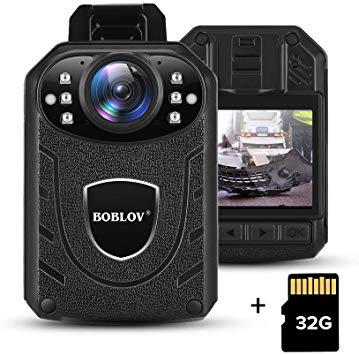 BOBLOV 1296P Body Wearable Camera Support Memory Expand Max 128G Lightweight and Portable Easy to Operate KJ21(Card not Included) (with 32G TF Card)