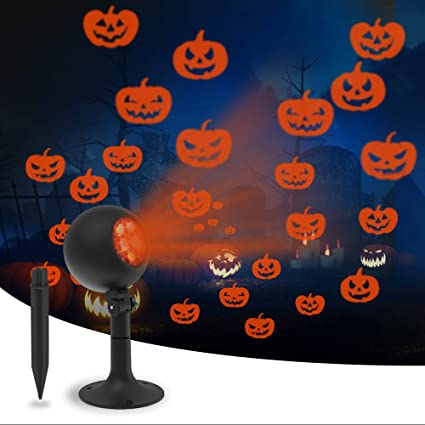 Auxiwa Halloween Lights Outdoor Decorations Projector Show Indoor LED Pumpkin Projection Outside Spotlight for Holiday House Wall Landscape Party Decorations