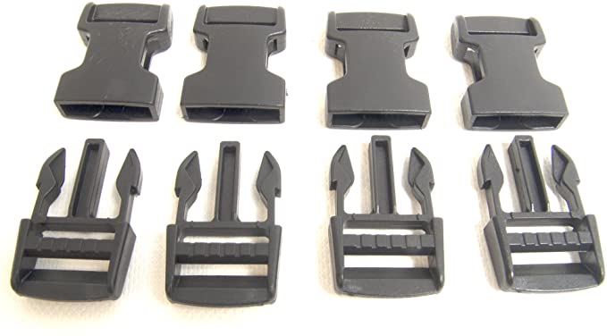 1" Plastic Quick Release Buckle, Clip, Side Release, 4 Piece Set - Shipped from The USA!